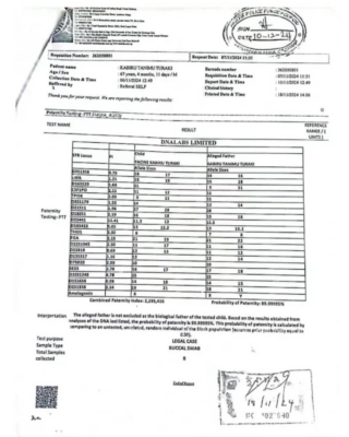 DNA paternity test result