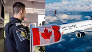 CBSA officer, Canada flag and Air Canada