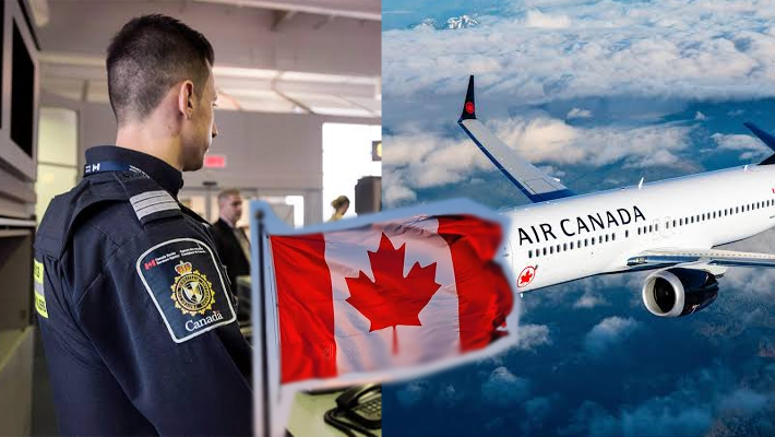 CBSA officer, Canada flag and Air Canada